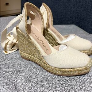 Stuart Weitzman Tan Espadrille Wedges